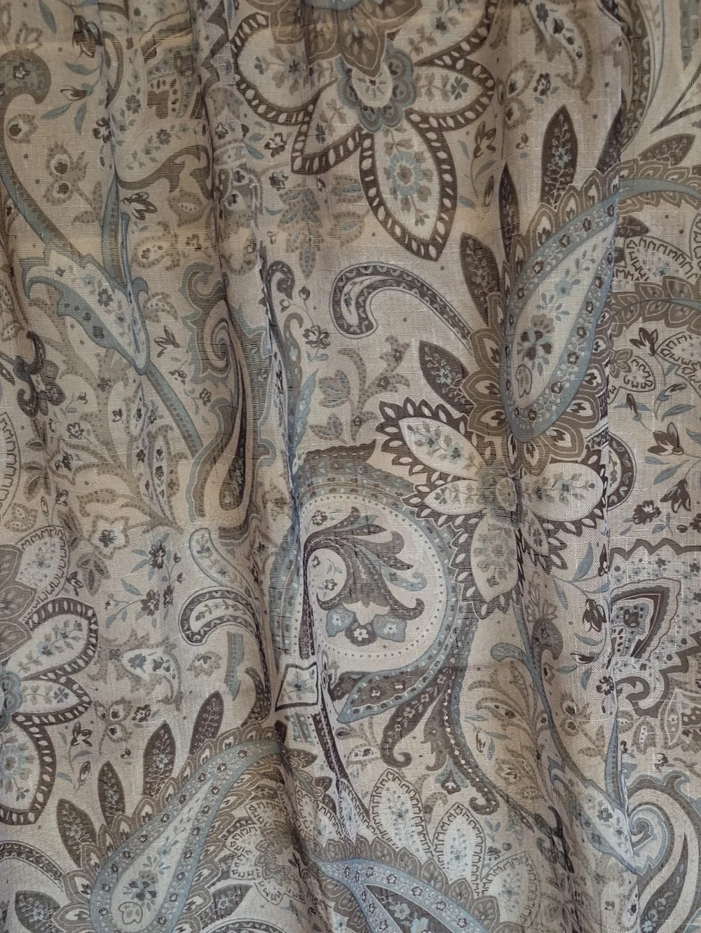 Paisley Semi Sheer Curtain Panel Taupe Gray 48x80